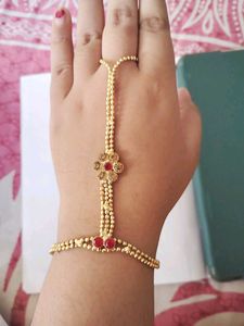Gold Plated Hand Bracelet with Stones