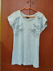 Light Blue Floral Print T-Shirt
