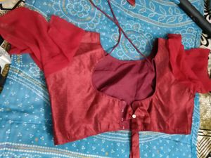 Maroon Silk Blouse with Bow Detail