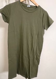 Olive Green Basic T-Shirt Dress
