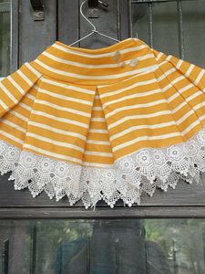 Striped Lace Trimmed Skirt