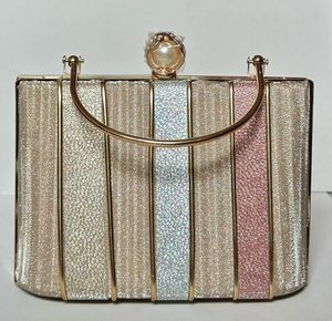 Brand New Sparkling Striped Evening Clutch Bag