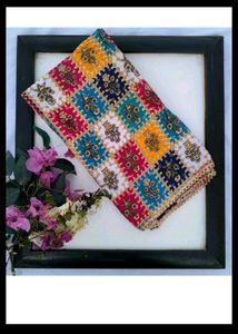 Vibrant Embroidered Dupatta with Lace Trim