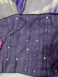 Purple Ombre Gown with Floral Applique