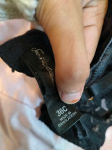 Black Lace Bra with Floral Detail