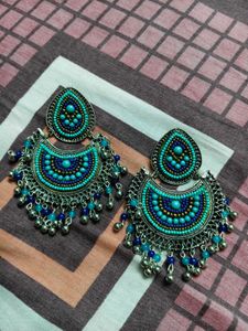 Bohemian Beaded Jhumka Earrings