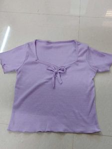 Purple Tie-Front Top
