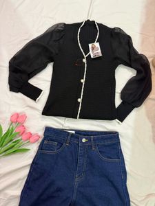 Chic Black Puff Sleeve Top