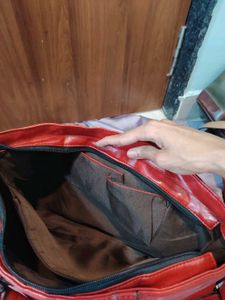 Chic Red Faux Leather Tote Bag