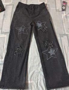 y2k chatpati Black Star Patch Jeans