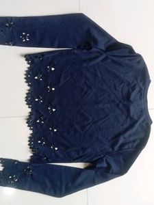Navy Blue Cutout Crop Top
