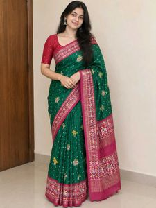 Elegant Green and pink combination Saree