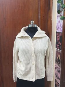 Cream Knit Button-Down Cardigan
