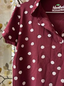 Maroon Polka Dot Top