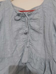 Chic Light Blue Puff Sleeve Top