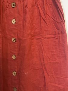 Red Button-Up Midi Dress
