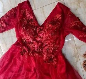 Stunning Red Embellished Evening Gown