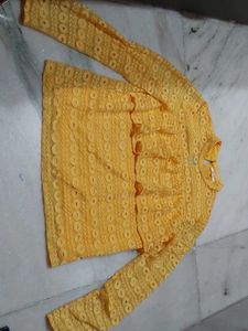 Yellow Lace Long Sleeve Top
