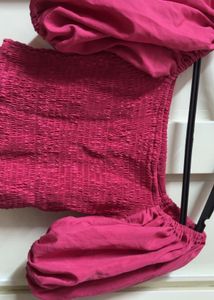 Fuchsia Smocked Puff Sleeve Top