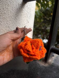 Handmade Crochet Flower Keychain 🌼🧡🧶