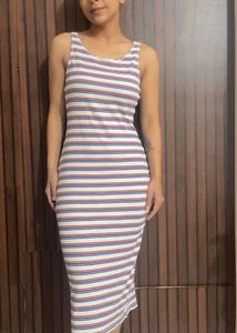 Striped Bodycon Midi Dress