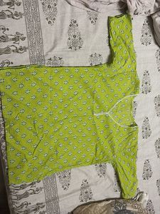 Lime Green Printed Kurta
