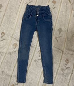 High Waisted Skinny Blue Jeans