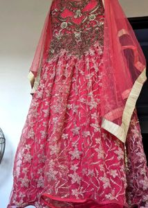 Pink Floral Embellished Formal Gown