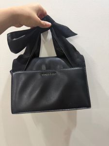 Chic Black Suede &amp; Faux Leather Handbag