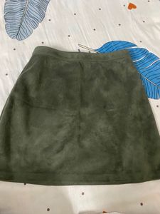 Olive Green Suede A-Line Skirt🫒