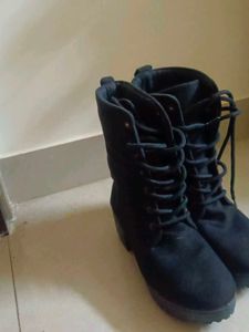 Black Lace-Up Combat Boots