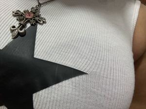 Y2k Grunge White Ribbed Star Crop Top