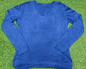 Imported Blue V-Neck Pullover Sweater