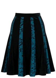Velvet Striped Midi Skirt