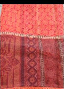 Vibrant Red Printed Saree with blouse pc
