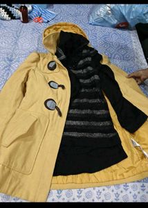 Yellow Duffle Coat with Hood and dress free