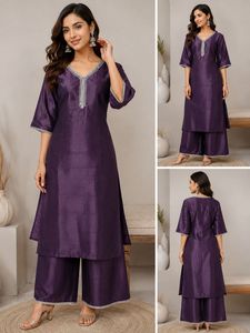 Elegant Purple Kurta Palazzo Set