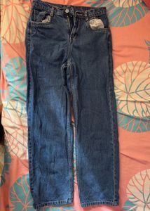 Blue wide leg jeans aesthetic y2k