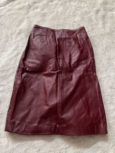 Burgundy Faux Leather Skirt
