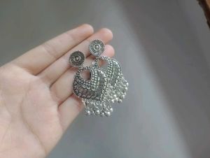 Oxidized Silver Jhumka &amp; Dangler Earrings Set