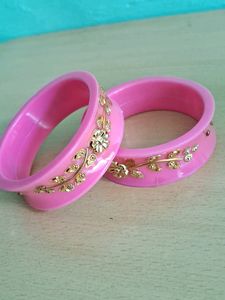 Pink & Gold Bangles - Set of 2