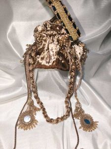 Elegant Embellished  velavte tassels Potli Bag