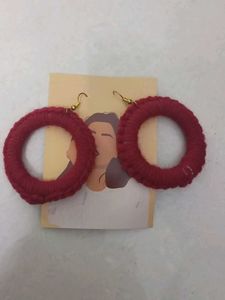 Handmade Red Hoop Earrings