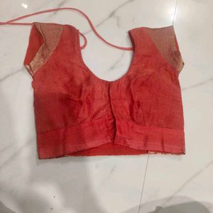 Elegant Coral Saree with Sequins