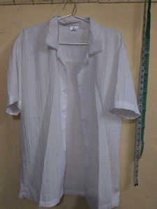 Wuxi Brand Men's White Textured Half Sleeve Shirt