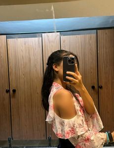 Chic Floral Cold Shoulder Top