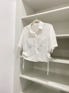 Women Button Up Crop Top
