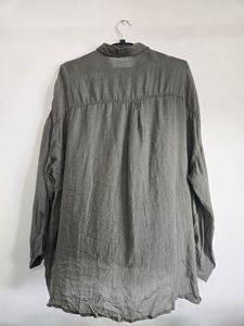 Oversized Linen Blend Button-Up Shirt