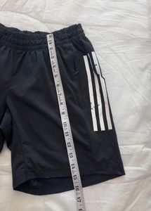 Adidas Black Shorts with White Stripes