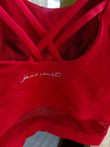 Price Drop Red Sports Bra with Mesh Detail